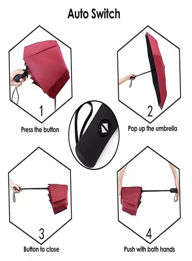 AROSHNAY Windproof Automatic Umbrella big size for men, Umbrella for girls, Umbrellas for rain,Windproof Umberalla Large for Man, Women Factory Outlet umbrella (Maroon) - Image 5